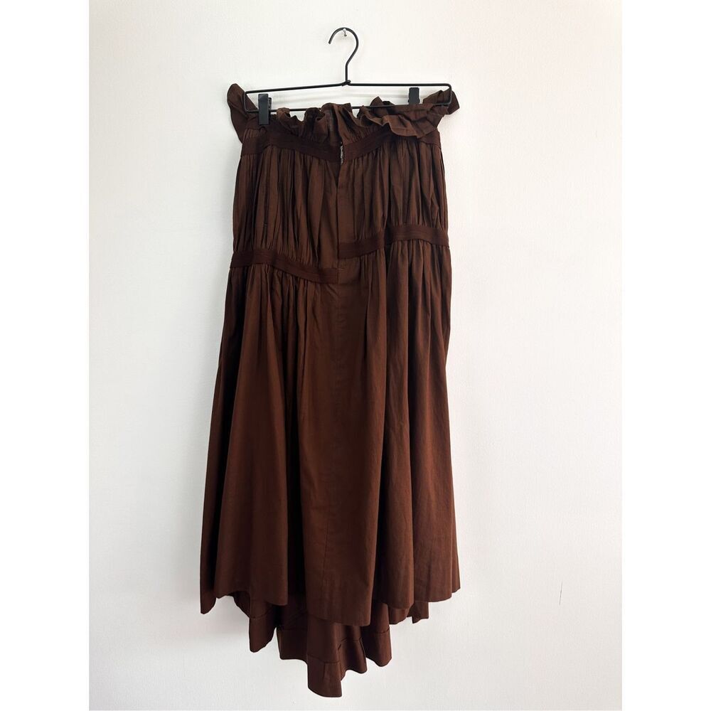 Yohji Yamamoto Women’s Vintage Y2K Brown Pleated Asymmetrical Ruffle Waist Cotto - Picture 3 of 12